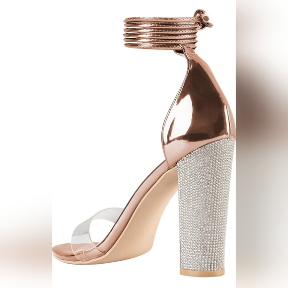 Lala Ikai Chuncky Rhinestone Strappy Heels Women's Size 8 - Picture 2 of 8